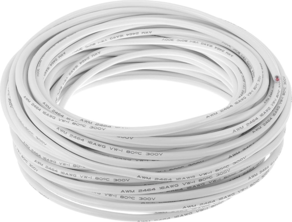 Elektrische Masseleitung Automobil-Stromleitung 98FT Weiß TC 1 Stück 16AWG 2 Leiter Vollständig isoliert & Soft-Touch-Mantel Universal