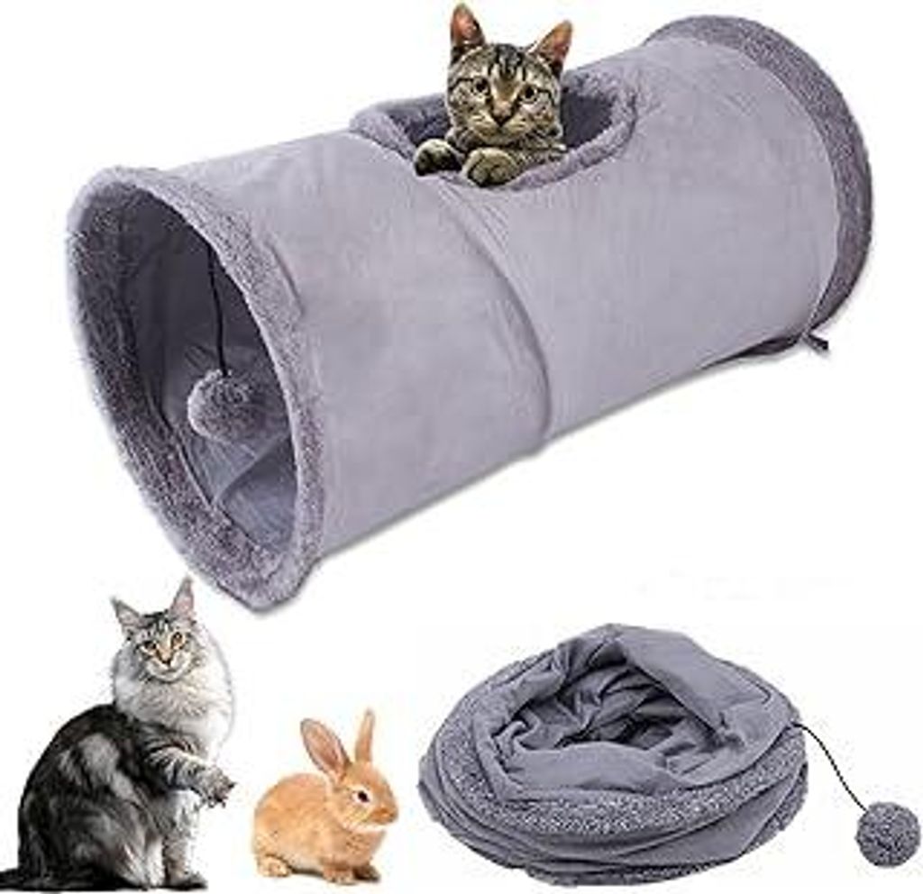 Katzentunnel, Katzenspielzeug, Cat Tunnel Große Katzen,30 * 68CM Spieltunnel mit Spielball Haustier,Faltbarer Erweiterbarer Rascheltunnel für Kat...