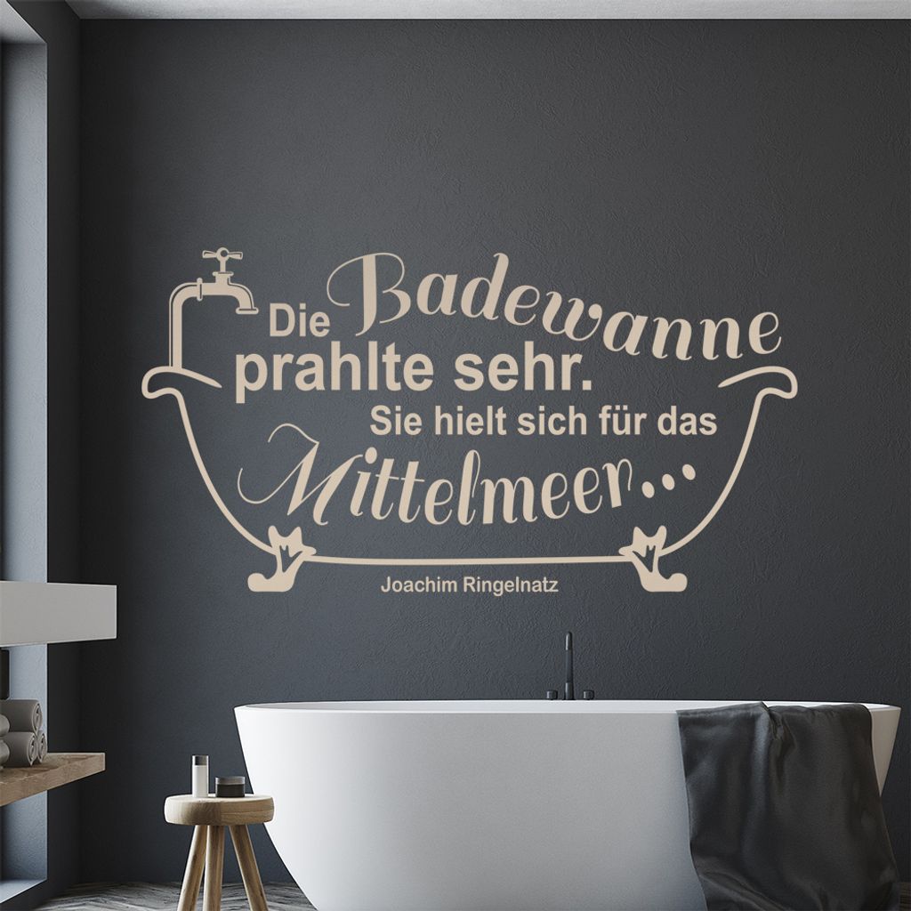 Die Badewanne prahlte sehr ... Wandtattoo in 6 Größen - Wandaufkleber Wall Sticker - Dekoration, Küche, Wohnzimmer, Schlafzimmer, Badezimmer