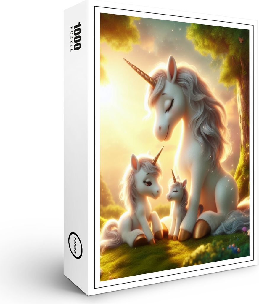 raxxa Premium-Puzzle "Sonnenuntergang mit der Einhornfamilie #2", 1000 Teile