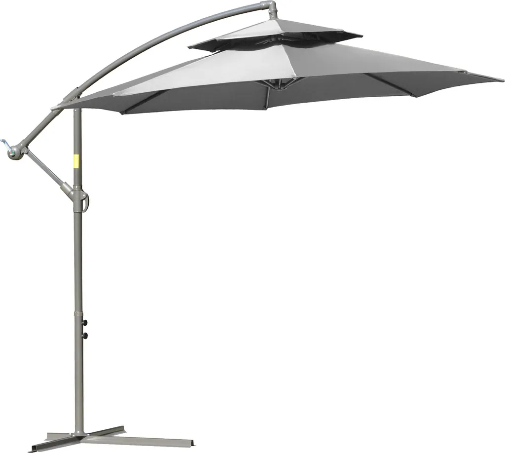 Parasol suspendu Fortuna Lai Ø2,67m gris clair avec mât en acier robuste