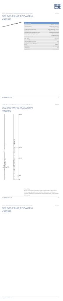 Winkhaus activPilot Concept Ramię rozwórki OS2.800 für FFB 600-800 mm