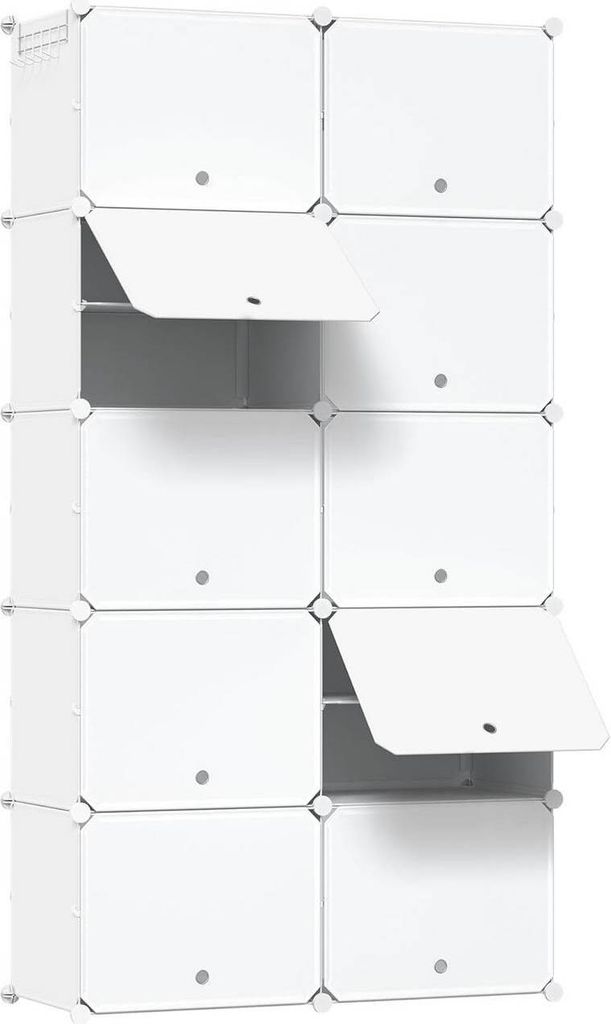 WOLTU Schuhregal mit 10 Fächern, Schuhaufbewahrung für 40 Paar Schuhe : Weiß Farbe: Weiß