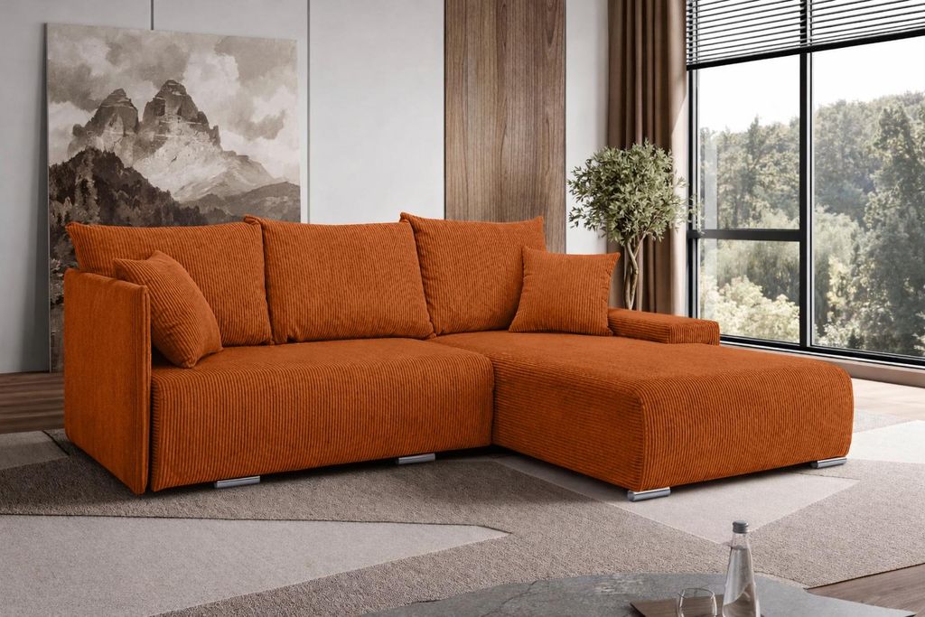Kaiser Möbel Ecksofa, Sofa L-Form, Couch L-Form, Livorno L, stoff Poso, Kupfer, Rechts