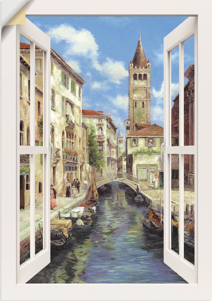 ARTland Wandbild, selbstklebend Venedig, weißes Fenster Größe: 50x70 cm