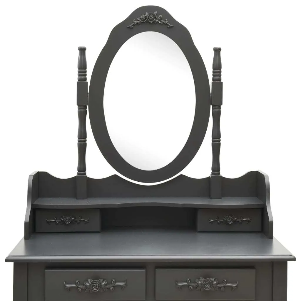 Table de Maquillage Grise avec Siège Confortable pour Routine Beauté - 5