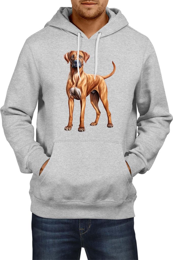 Herren Kapuzenpullover Dogs Breeds Rhodesian Ridgeback Dog Breed 005, Man L / Grau