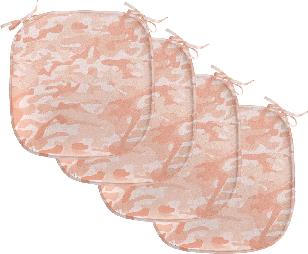 ABAKUHAUS Rivestimenti per sedie da sala da pranzo, morbidi toni pesca, cuscini decorativi impermeabili con cinturini per sedie da cucina, 40 cm x 40 cm, confezione da 4, salmone pesca