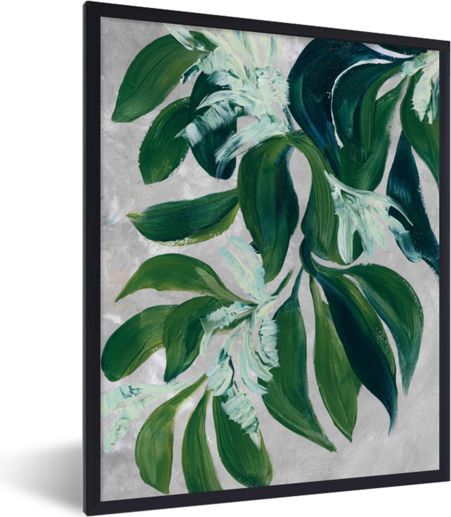 MuchoWow Gerahmtes Poster Blätter - Farbe - Pflanzen - Grün 60x80 cm - Poster mit Schwarzem Bilderrahmen Wandposter Rahmen Foto Bilder - Premiu...