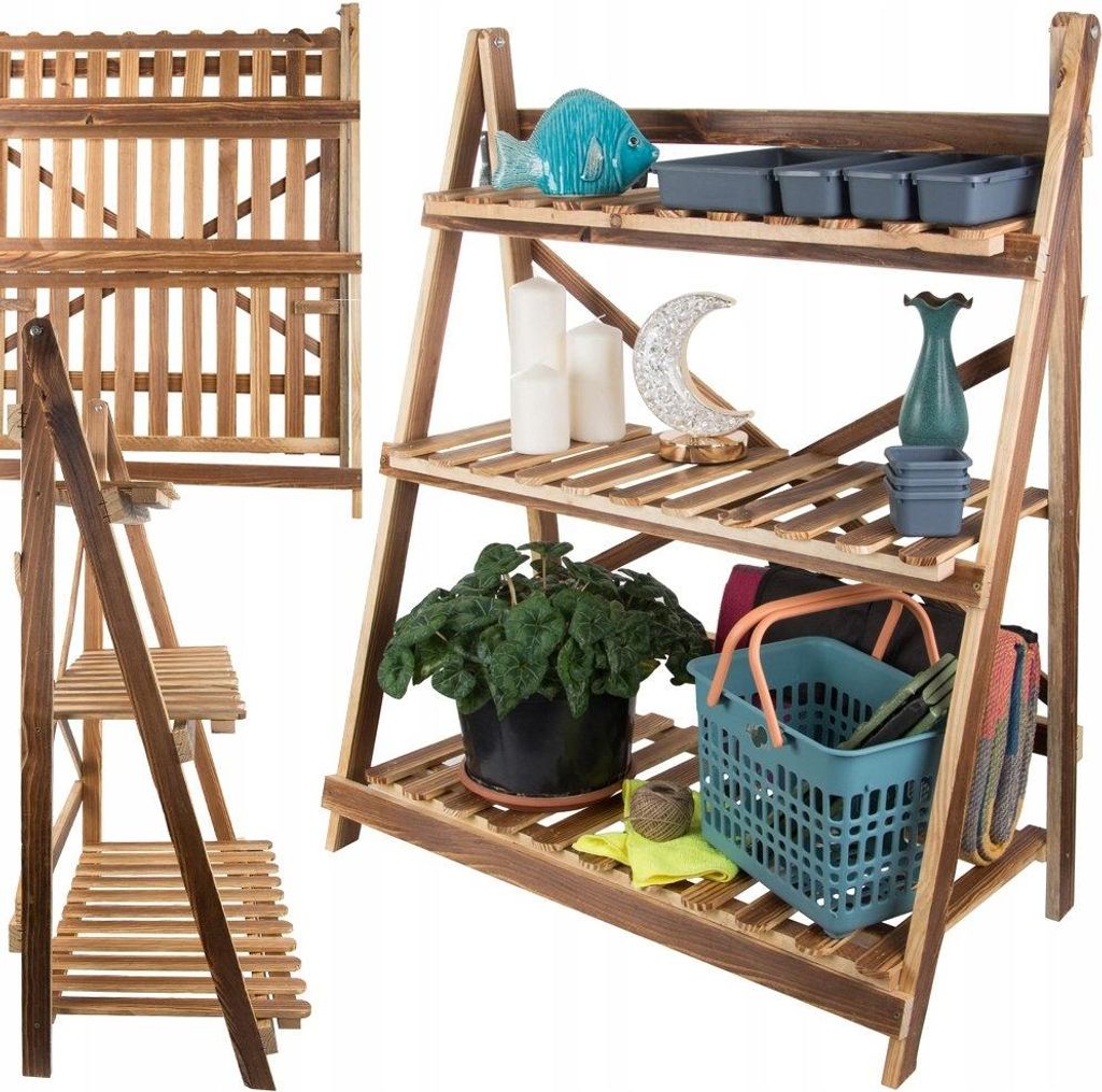 Blumentopf hoch stehend Holz Blumenbeet 3-stöckiges Bücherregal