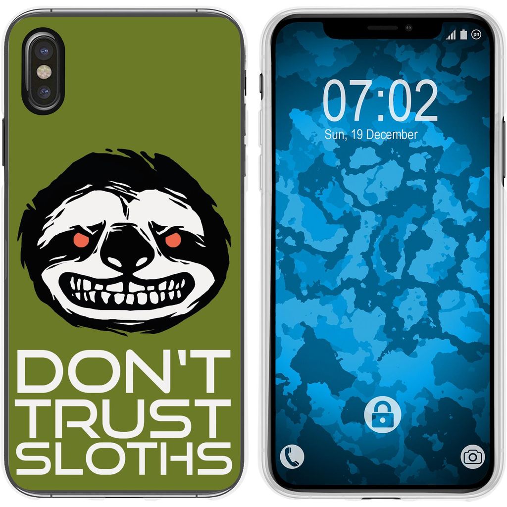 PhoneNatic Case kompatibel mit Apple iPhone Xs Max Silikon-Hülle Crazy Animals Faultier M3