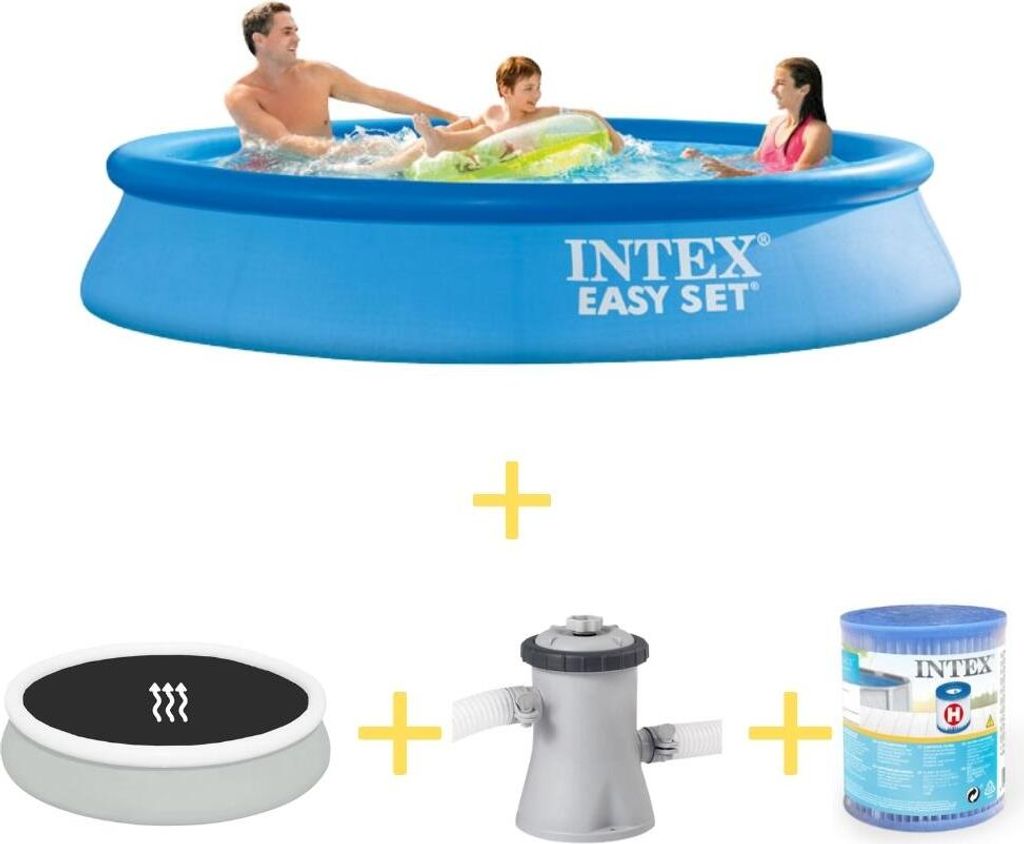 Intex Easy Set Pool - 305 x 61 cm - Inklusive Solarsegel, Filterpumpe & Filter