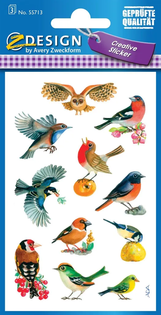 80 Adesivi Scrapbooking Multicolore - Motivi Floreali, Uccelli E Animali, In PET 10,5x9 Cm