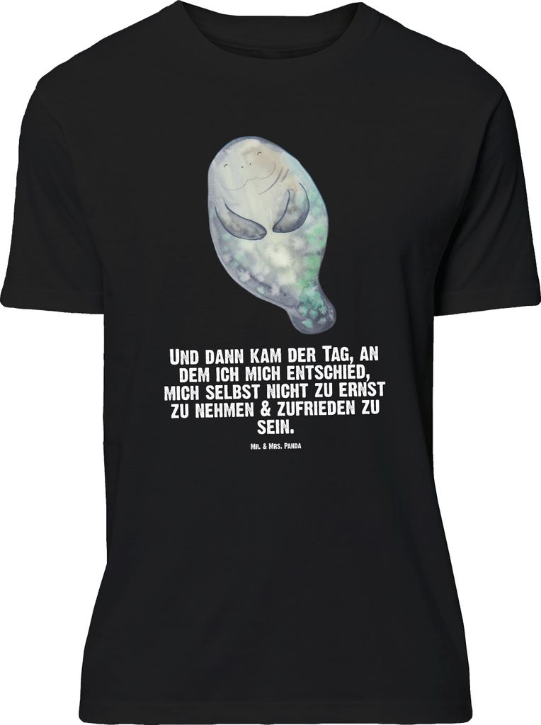 Mr. & Mrs. Panda Größe XL T-Shirt Seekuh Happy - Schwarz - Geschenk, mit Spruch, Achtsamkeit, Freundin, Shirt, Meer, Respekt, Neustart, Selbstlie...