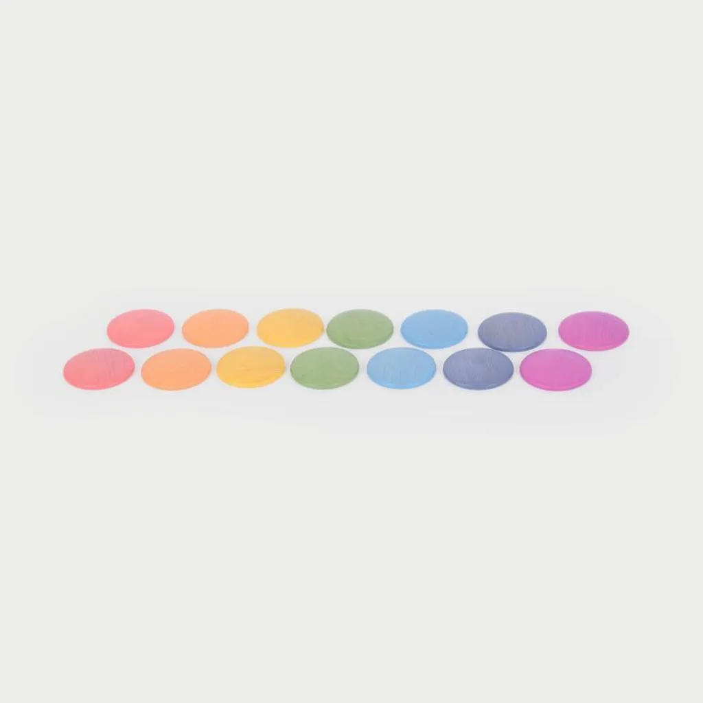 TickiT Disques en bois arc-en-ciel - Jouet éducatif 14 pièces colorées