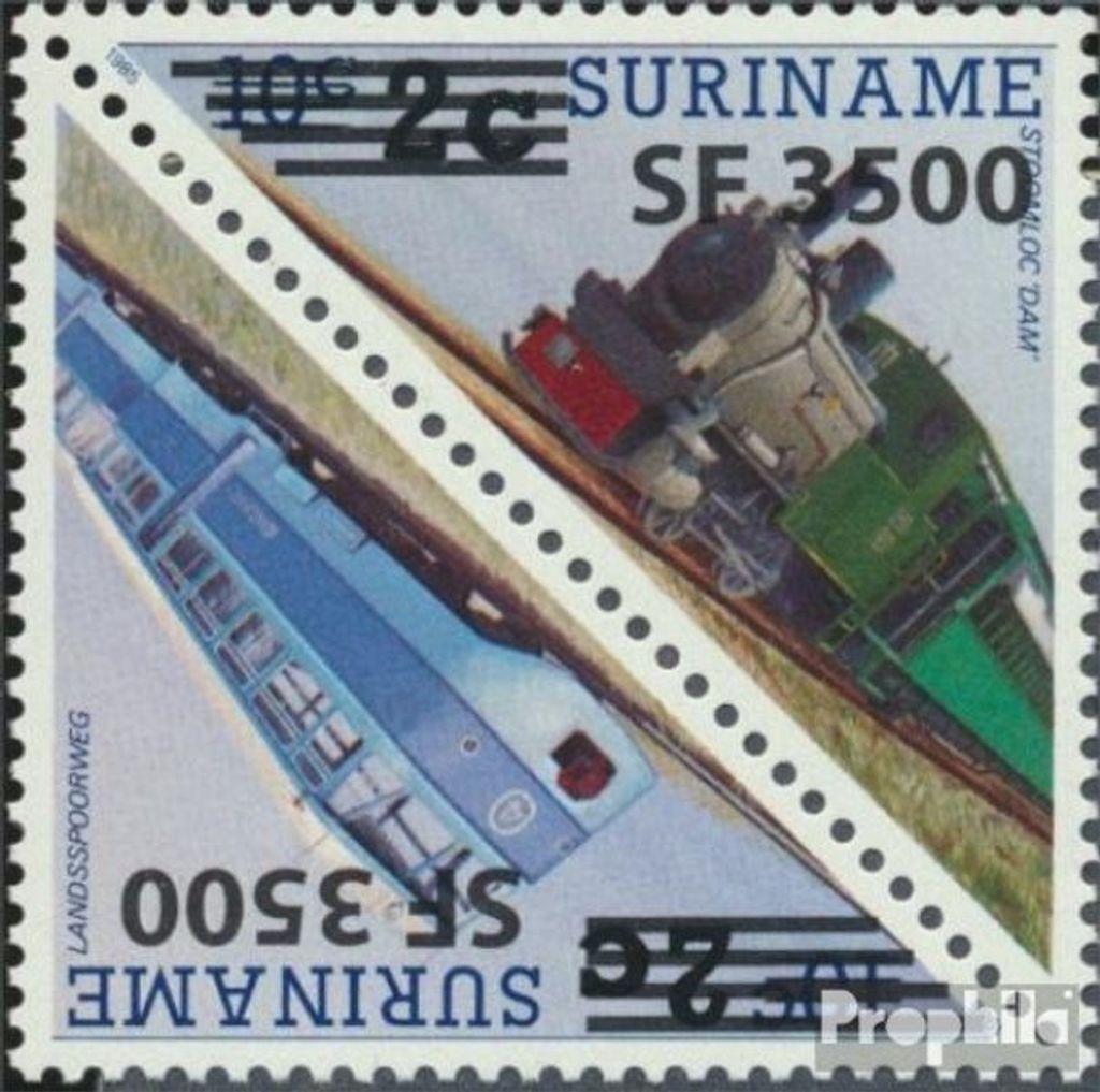 Briefmarken Suriname 2003 Mi 1892-1893 Paar (kompl.Ausg.) postfrisch Eisenbahn