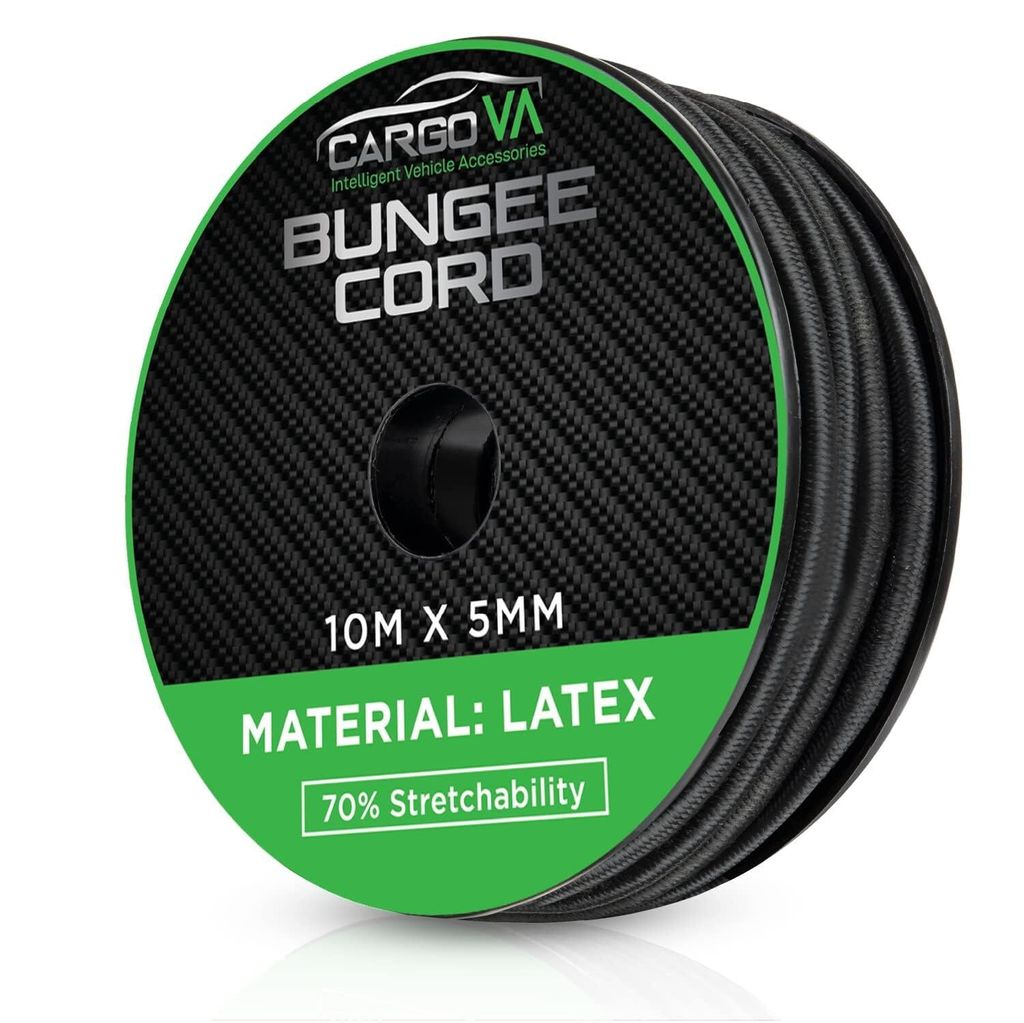 CargoVA Gummiseil 5mm 10m schwarz - Expanderseil 70% Dehnung - Wetterfestes Spannseil für Anhänger, Sonnensegel, Planen uvm