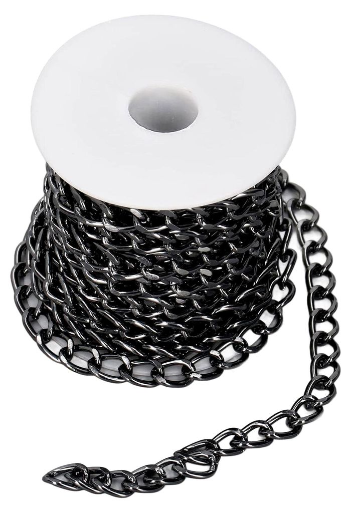 Aluminiumkette 5 Meter Schwarz, Stilvolles Design, Praktische Aufbewahrung - Rostfrei, Vielseitig Einsetzbar Für Schmuckherstellung Und DIY Projekte