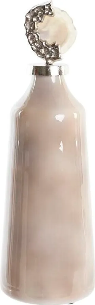 Vase en Cristal Rose et Aluminium Brossé - Design Scandinave 14 x 44 cm