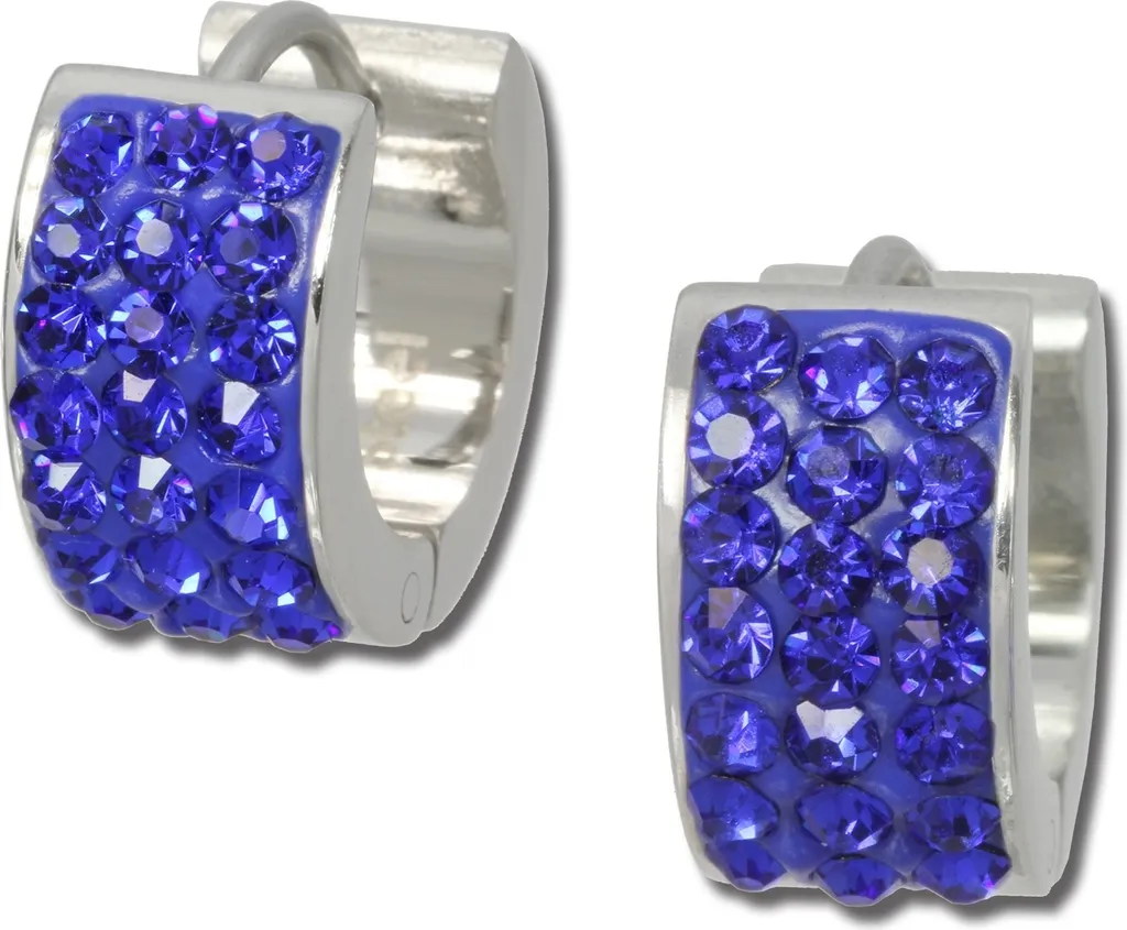Amello Orecchini Cerchio Acciaio Inox Zirconi Blu ESOS01B Donna Argento