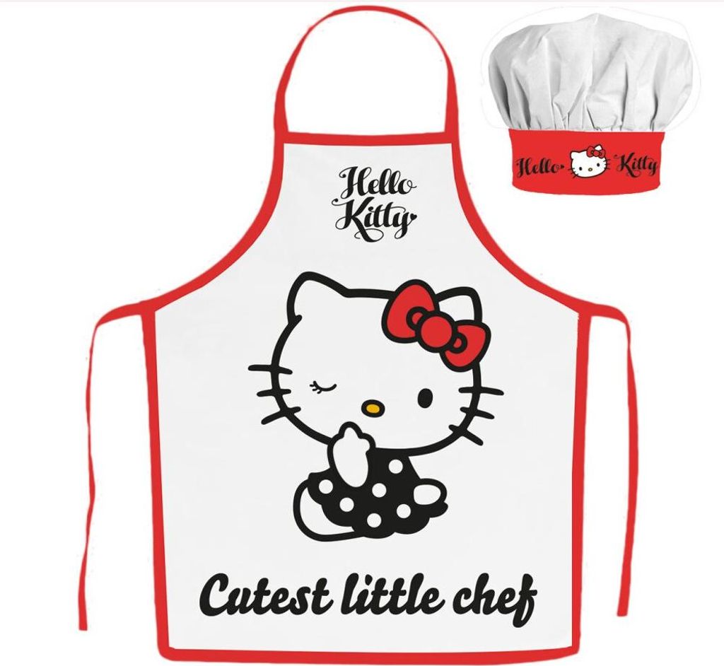 Kinderschürze mit Kochmütze Hello Kitty
