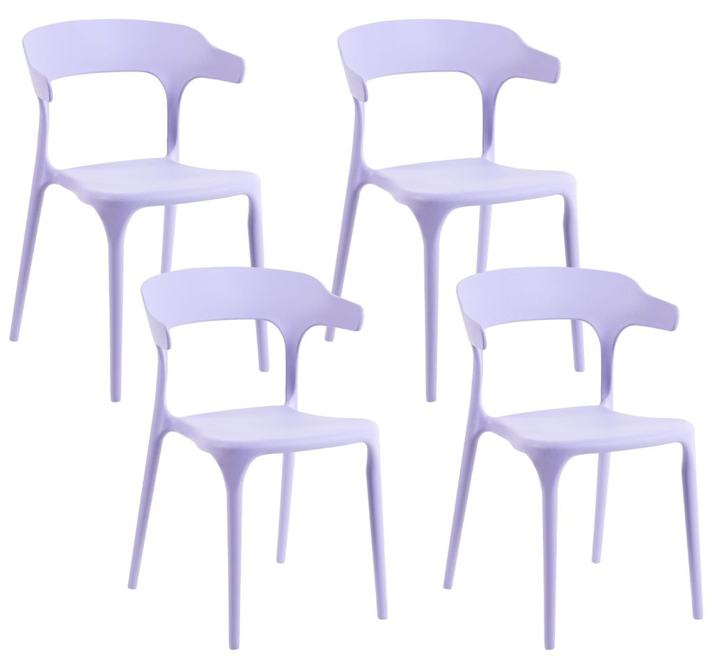 BELIANI Esszimmerstuhl 4er Set Violett Kunststoff Stapelbar Produktbild 