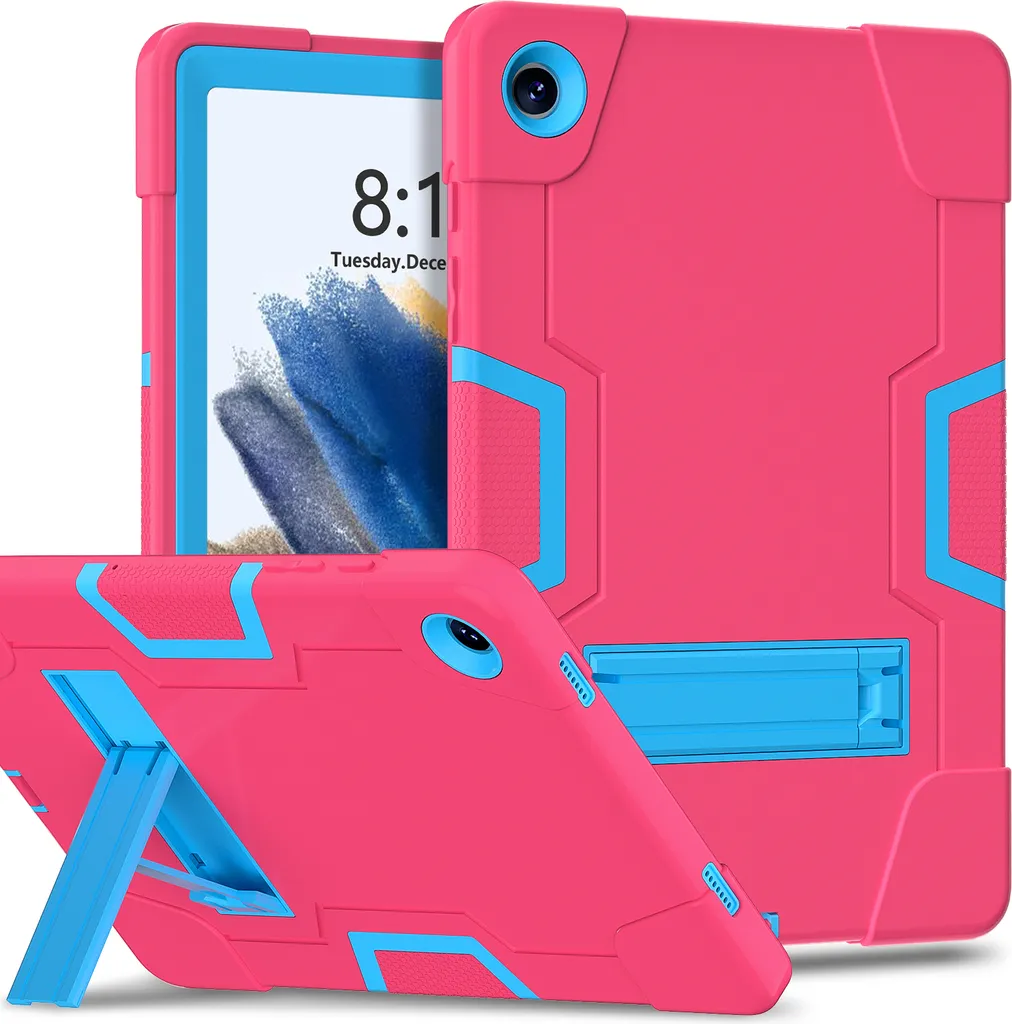Custodia per Samsung Galaxy Tab A9 Plus /Tab A9+ 11" 2023, Custodia protettiva ibrida antiurto a tre strati con supporto Rosa Blu