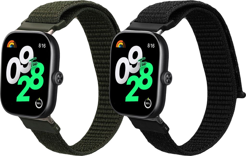 kwmobile 2x Uhrenarmband für Xiaomi Redmi Watch 4 / Band 8 Pro Armband - Fitnesstracker Band Set aus Nylon - Ersatzarmband Smartwatch - Schwarz