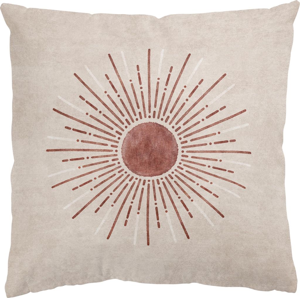 Dekokissen Spirituell draußen / Outdoor Zierkissen waschbar Design beige Vintage Sofakissen mit Füllung