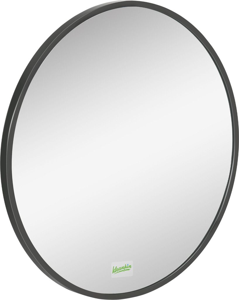 kleankin Runder Wandspiegel für Bad, Schlafzimmer, Flur, Metallrahmen, Farbe: Schwarz, Ø50