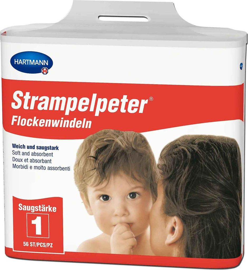 A package of baby diapers with a picture of a baby on it.