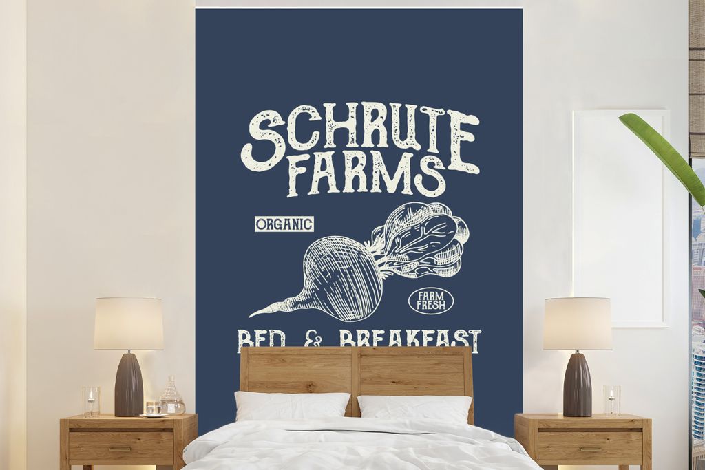 MuchoWow Fototapete für Wohnzimmer oder Schlafzimmer Wandtapete Vinyl Motivtapete Rübe - Retro - Zitat - 195x300 cm - Das Hintergrundbild