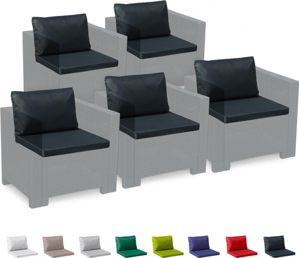 5-Sitzer Rattan Lounge-Kissen wasserdicht Set Bica Grand Soleil - Schwarz