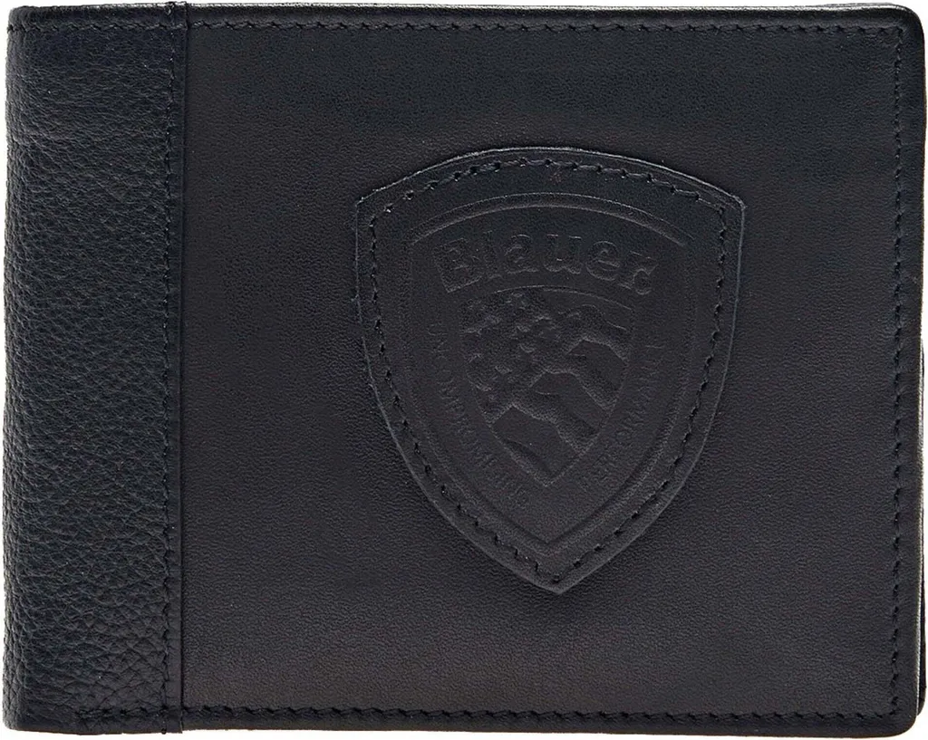 Portefeuille compact Almont 03 Bleu Noir pour éviter les poches gonflées