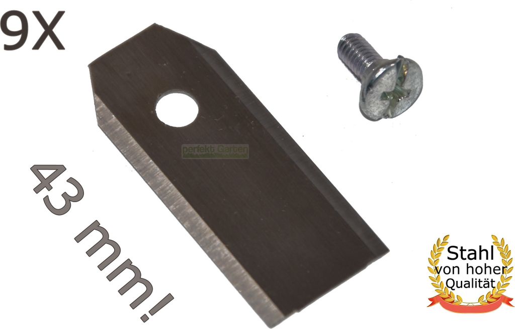 9 X 4,3CM Edelstahl Messer für Gardena Mährobot R38Li R40Li R45Li R50Li R70Li