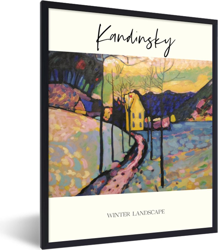MuchoWow Gerahmtes Poster Winterlandschaft - Wassily Kandinsky 30x40 cm - Poster mit Schwarzem Bilderrahmen Wandposter Rahmen Foto Bilder - Wandd...