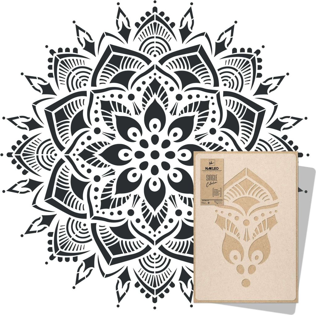 Mandala Große Malschablonen Durchmesser 206 cm, Blume Kreis Mandala Geometrisches Ornament, Wiederverwendbare Kunststoff Wandschablone DIY