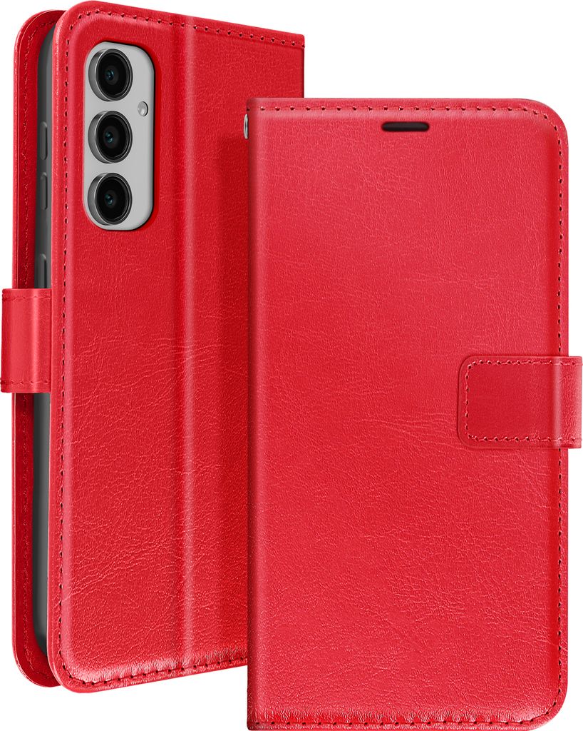 Mayaxess, Samsung Galaxy S24 FE Wallet Case Standfunktion mit Handschlaufe, Rot
