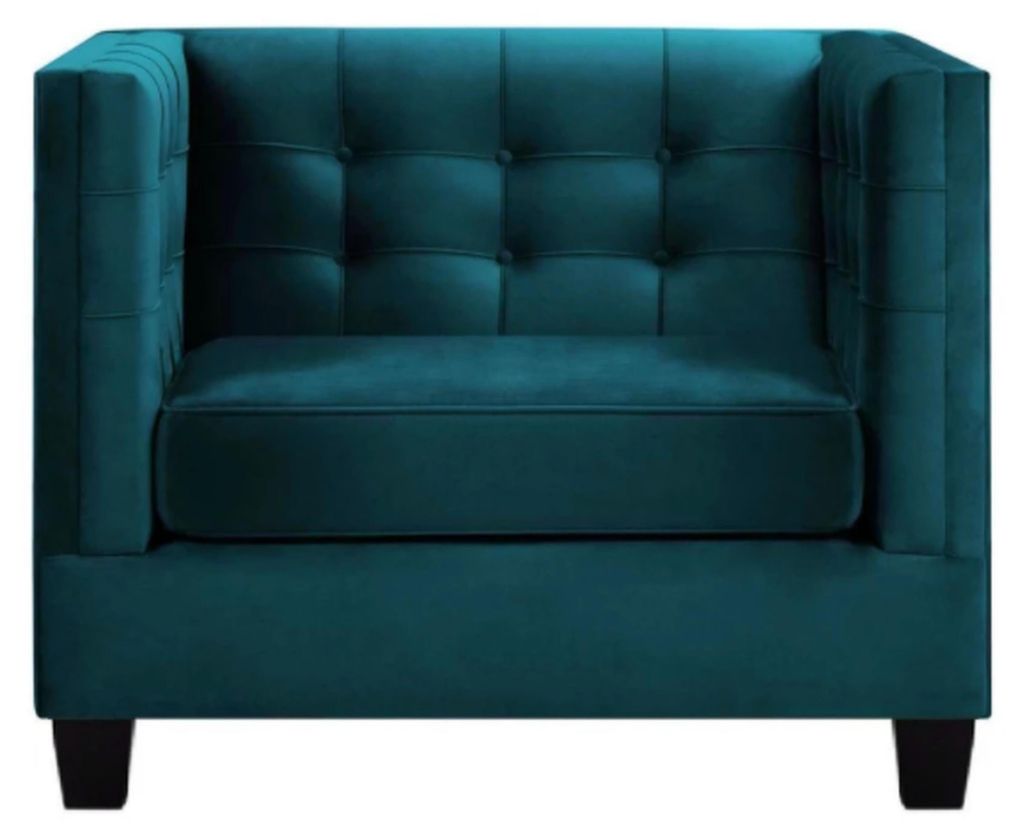 Sessel Chesterfield Textil Stoff Meergrün Kreative Möbel Neu Wohnzimmer Modern