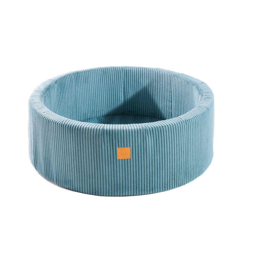 MeowBaby Rundes Bällebad Bällepool Aesthetic 90x30 cm, ohne Bälle, Kordsamt, Türkis