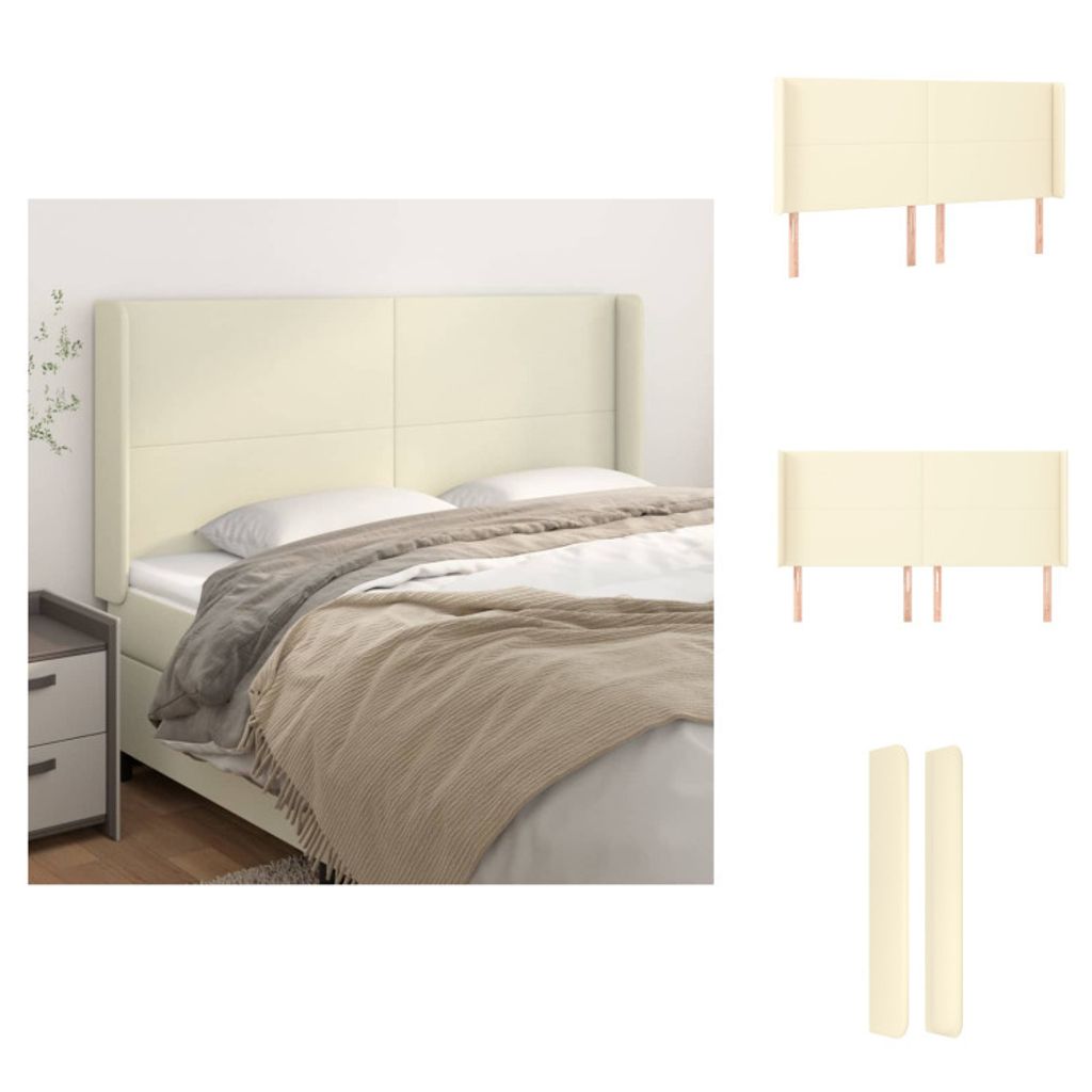 vidaXL Kopfteil mit Ohren Creme 203x16x118/128 cm Kunstleder - Kopf- & Fußenden