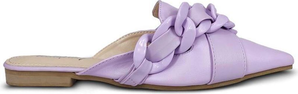 Damen Slipper mit Kette Elegant Slip On Sandalen Badelatschen Erio Lila Gr.38