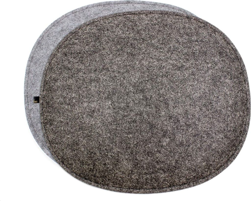 Luxflair 4er Set ovale Filz Sitzkissen mit Füllung in Graumeliert/Cremeweiß, waschbar. Moderne Sitzauflage für Designer Stühle