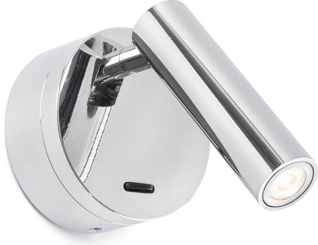 Faro Barcelona - Wandleuchte mit integriertem 3-W-LED-Arm - Lackiertes Metall, Schlafzimmer, 95 lm, 3000 K - Chrom
