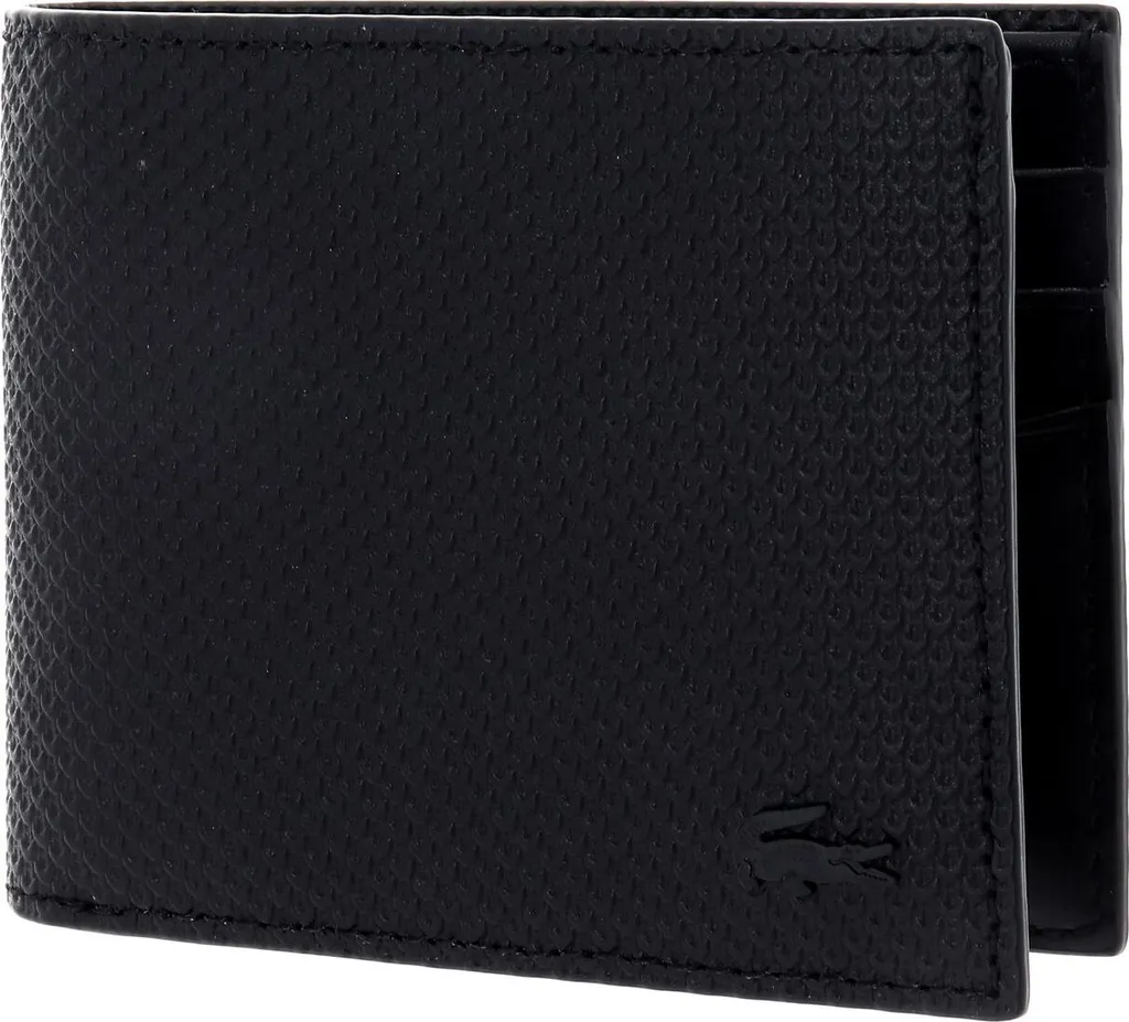 Lacoste Chantaco Small Billfold - Portefeuille en cuir piqué noir élégant