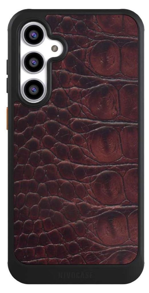 NIVOCASE Hülle für Samsung Galaxy S23 FE Handyhülle NIVOcore Case Schwarz Animalprint Krokodil Leder
