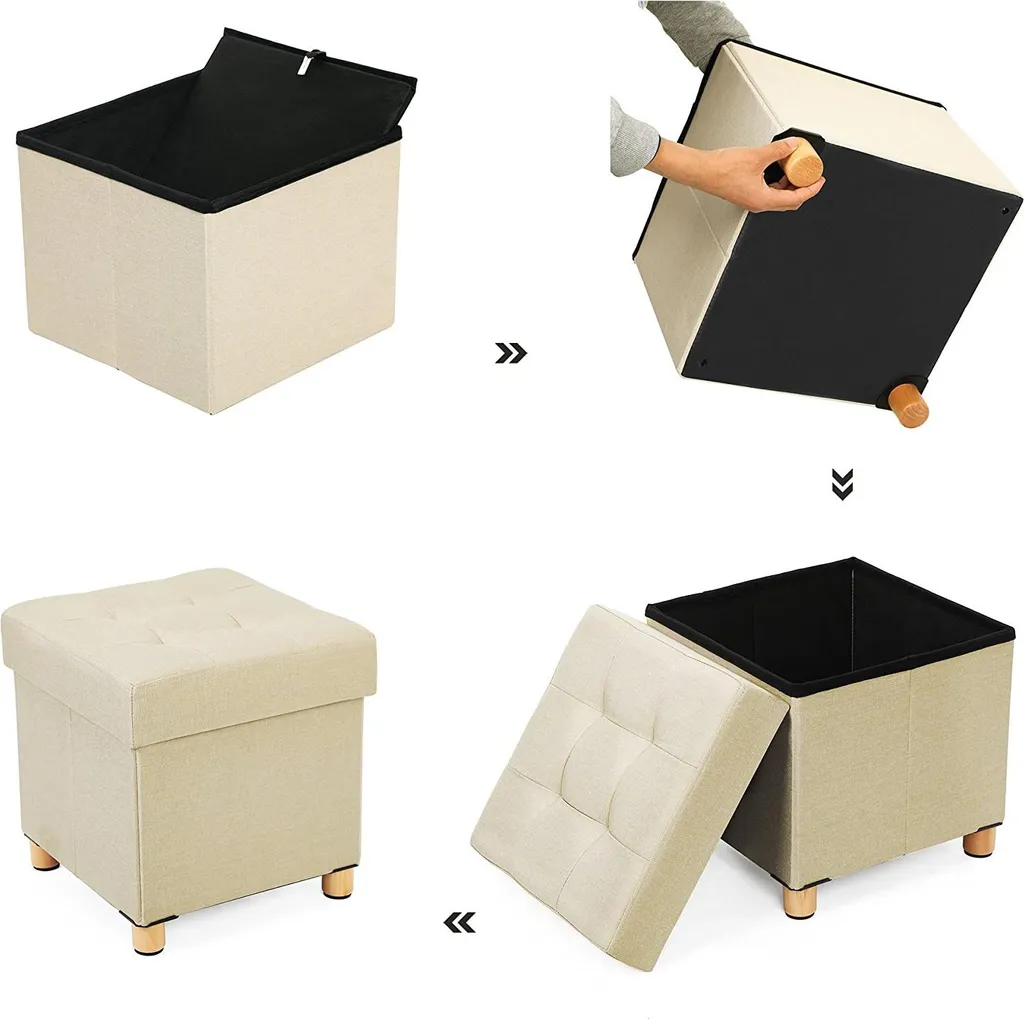 Tabouret carré pliable d'appoint en bois naturel robuste série Modulo - 6