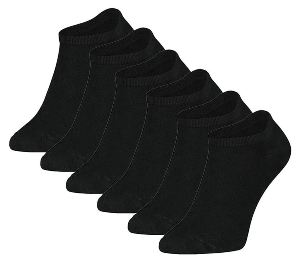 Bambus Sneaker Socken - 6 Paar – Schwarz – 39-42