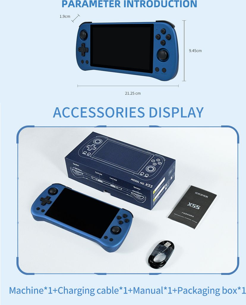 Powkiddy X55 青色 16GB +256GB Amazon.co.jp: Foxcokie Powkiddy X55 ハンドヘルド 16G+256G/30000