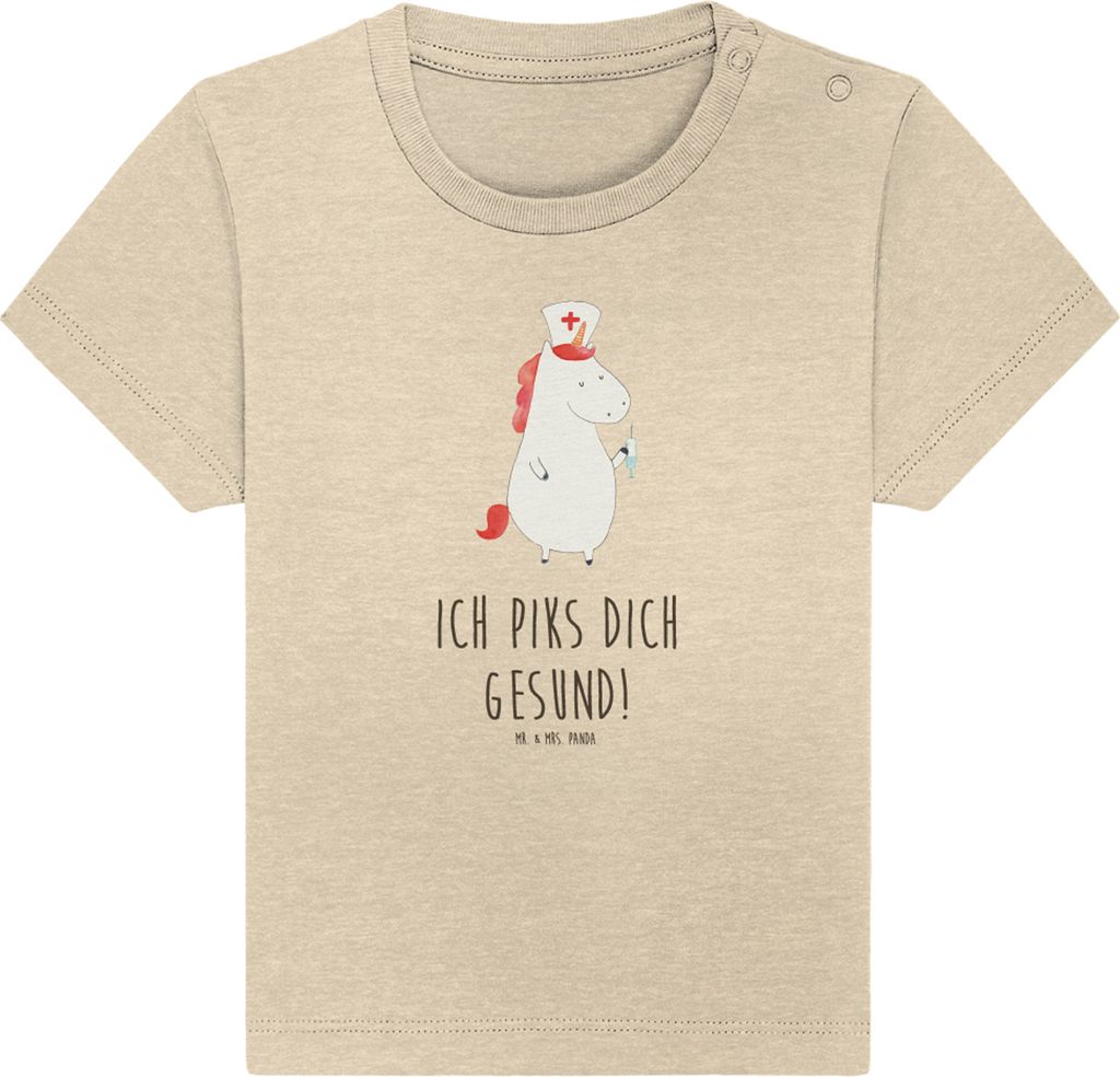 Mr. & Mrs. Panda T-Shirt Einhorn Krankenschwester 24. - 36. Monat - Natural Raw - Geschenk, Baby Kurzarmshirt, Ärztin, Unicorn, Krankenpflegerin, ...